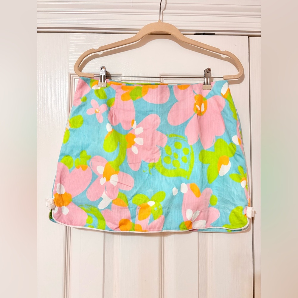 Lilly Pulitzer Pink and Green Floral Mini Skirt